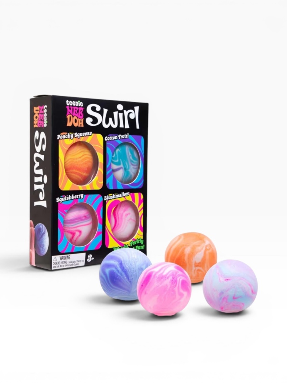Teenie NeeDoh Swirl 4-Pack Colorful Marbled Mini Squish Fidget Toys Viral NIB